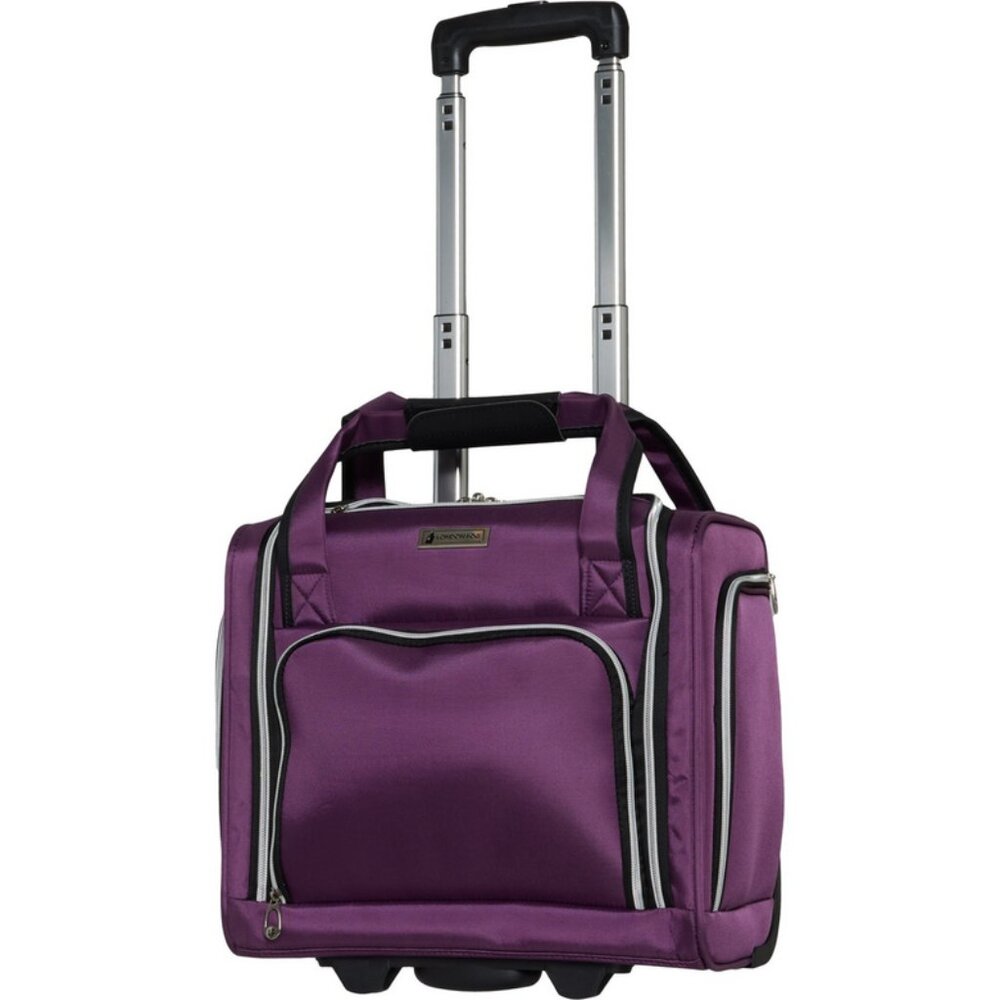 London Fog COVENTRY PLUM Under Seat Carryon 15" Suitcase Pull Luggage Wheels NEW